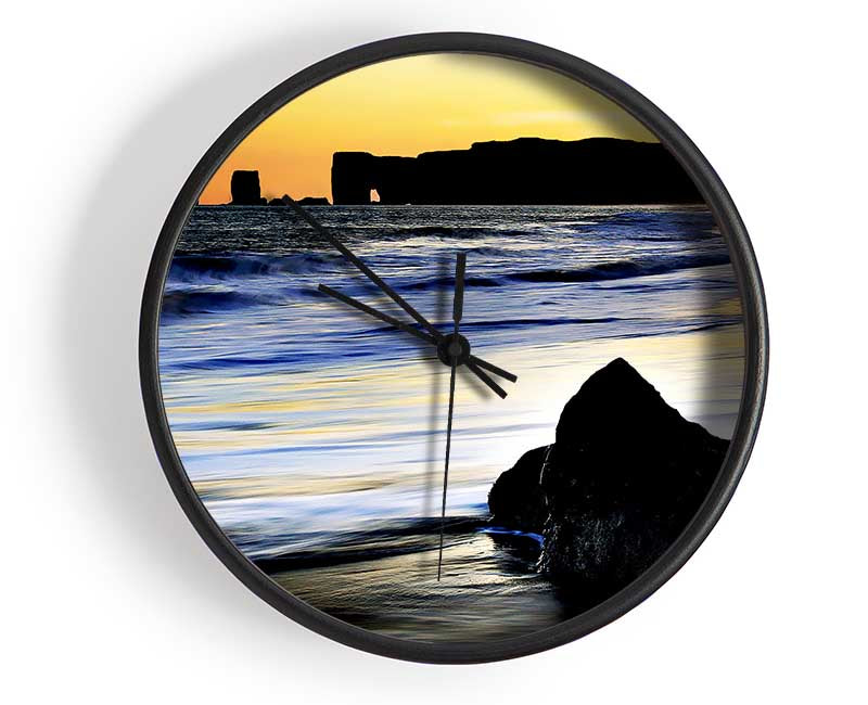 Distant Monument Ocean Sunset Clock - Wallart-Direct UK