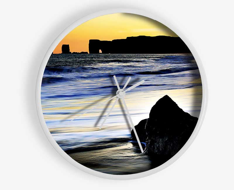 Distant Monument Ocean Sunset Clock - Wallart-Direct UK