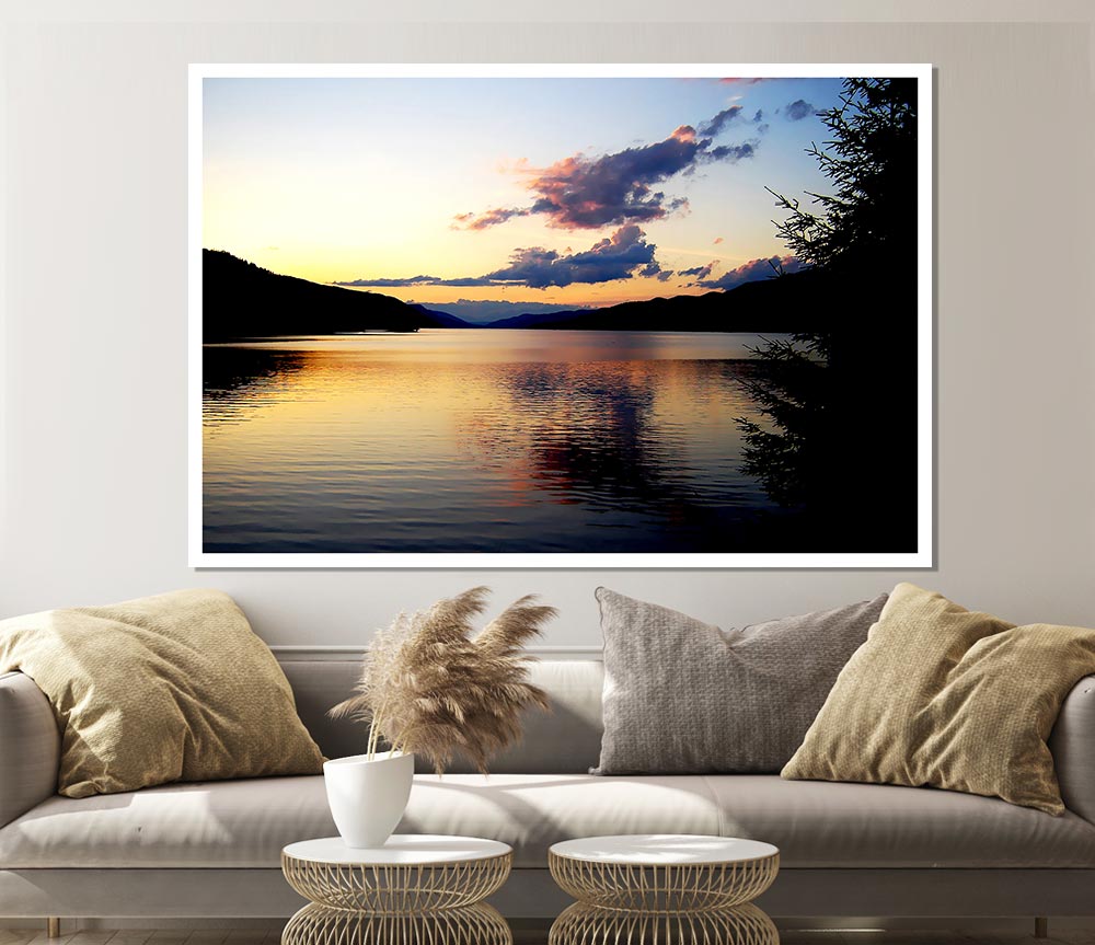 Tranquil Lake Reflections Print Poster Wall Art