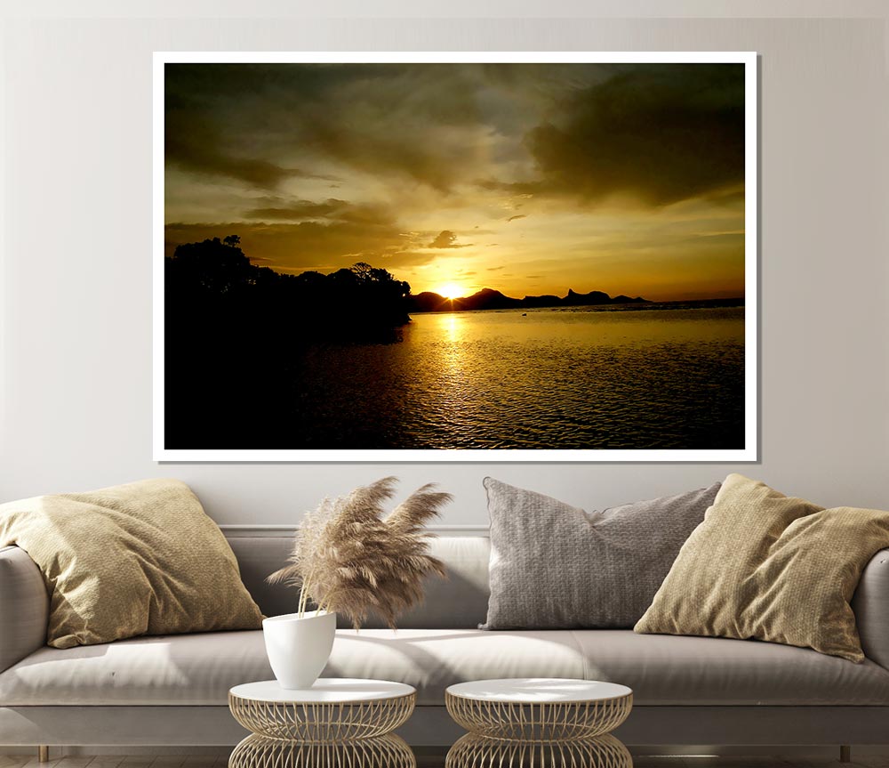 Yellow Sun Reflections Print Poster Wall Art