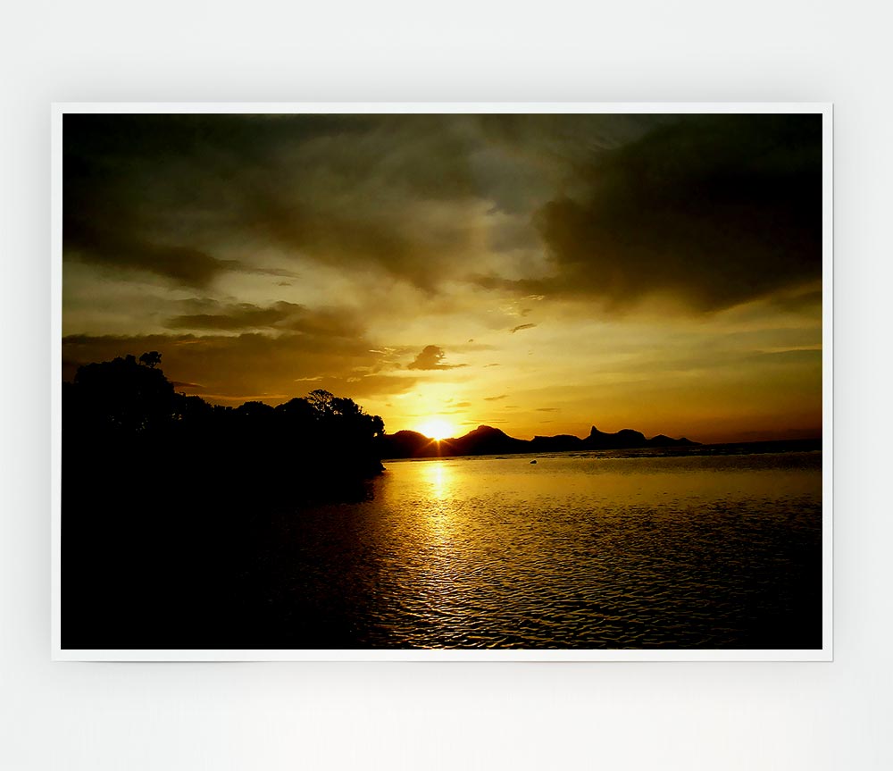 Yellow Sun Reflections Print Poster Wall Art