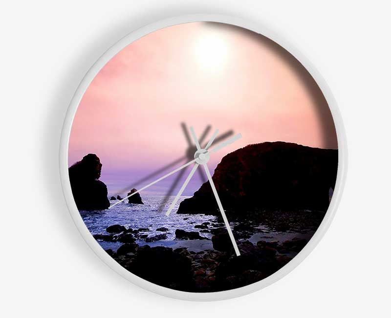 Pink Mist Ocean Skies Clock - Wallart-Direct UK