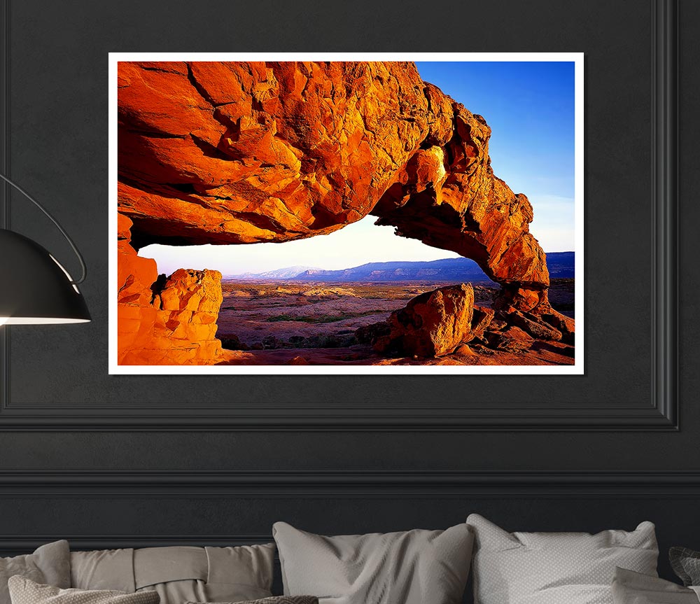 View Through The Rocks Print Poster Wall Art