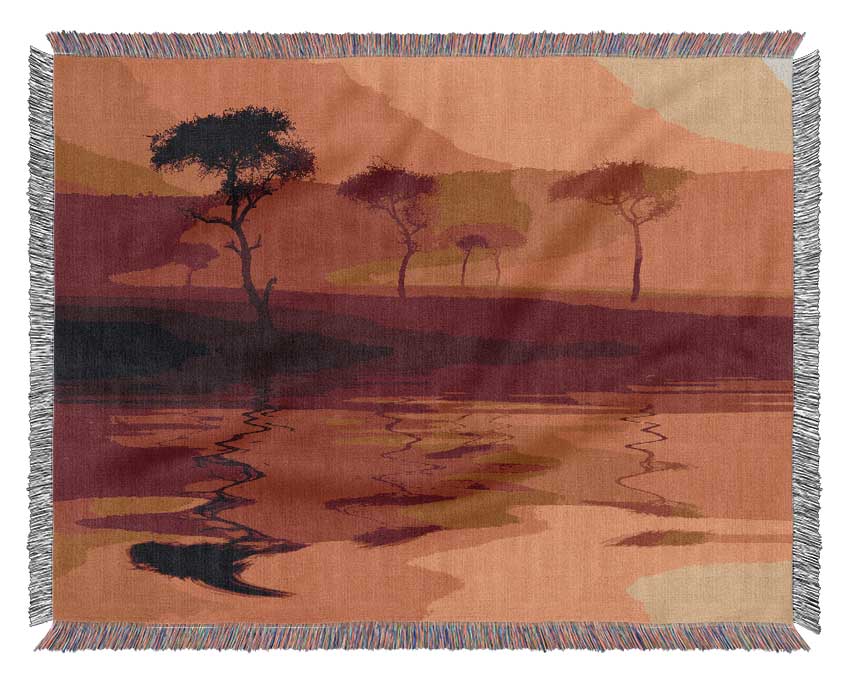 Reflections Of The Stunning Lake Trees Woven Blanket