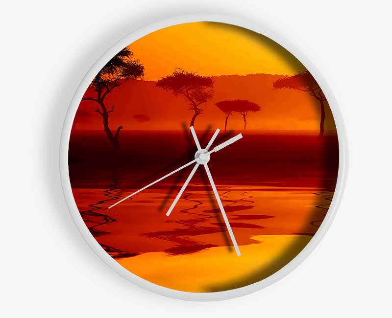 Reflections Of The Stunning Lake Trees Clock - Wallart-Direct UK