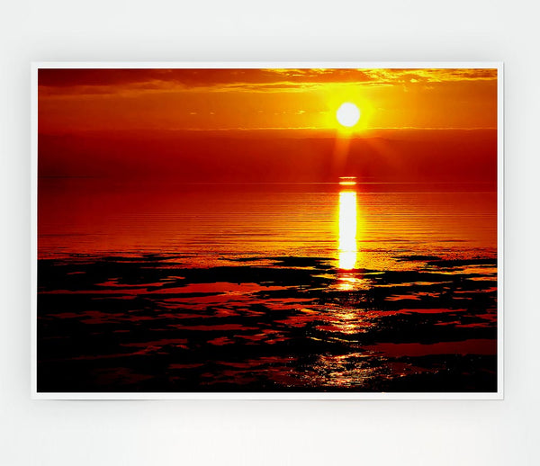 Lapping Waves In Golden Sunlight Print Poster Wall Art