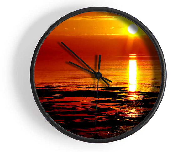 Lapping Waves In Golden Sunlight Clock - Wallart-Direct UK