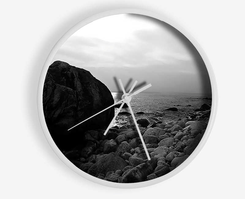 The Rock That Blocks The Sun B n W Clock - Wallart-Direct UK