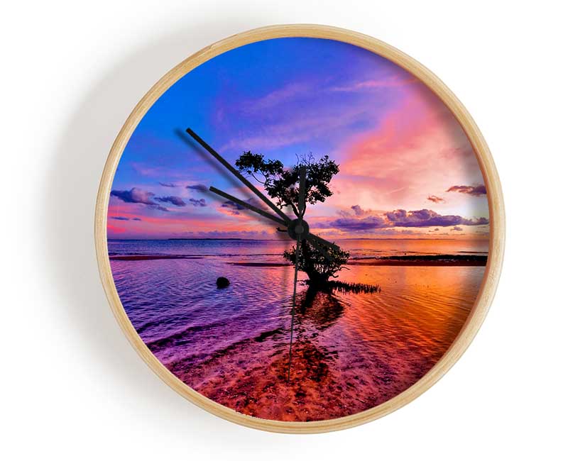 Ocean Tree Dusk Clock - Wallart-Direct UK