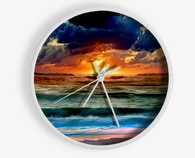 Stunning Ocean Sun Clouds Clock - Wallart-Direct UK