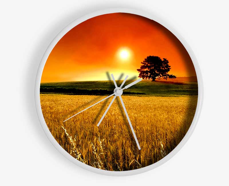 Stunning Countryside Sunset Clock - Wallart-Direct UK