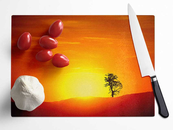 As The Sun Sets Glass Chopping Board