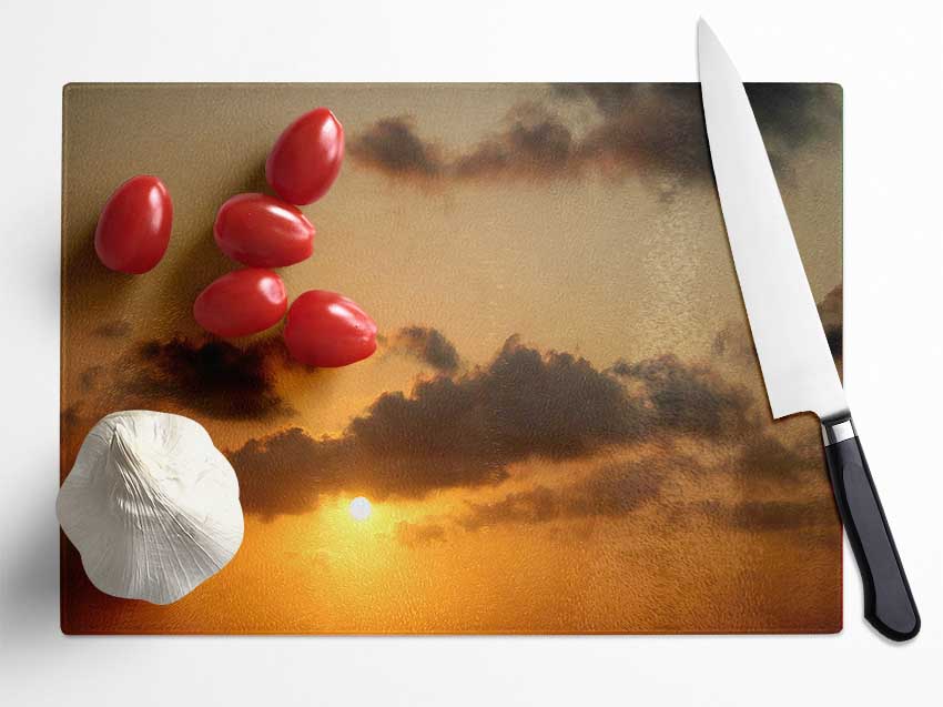 Warm Sunset Glass Chopping Board