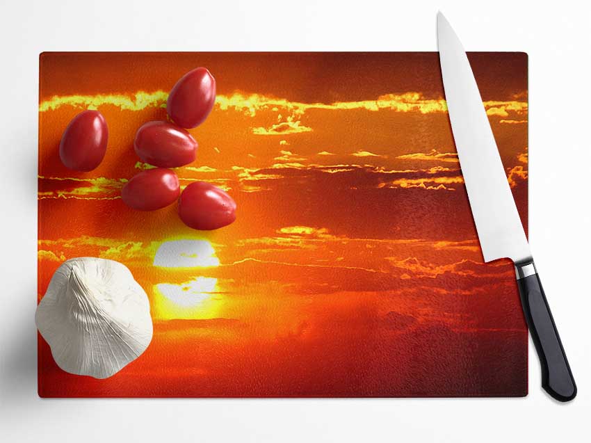 Sun In The Sky Glass Chopping Board