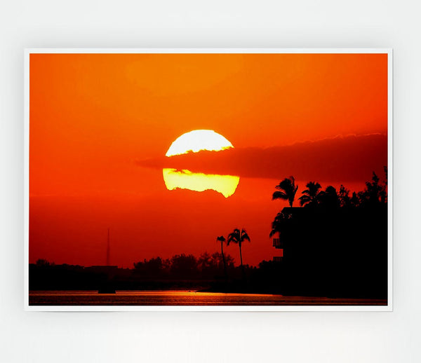 Huge Round Sun In The Sky Print Poster Wall Art