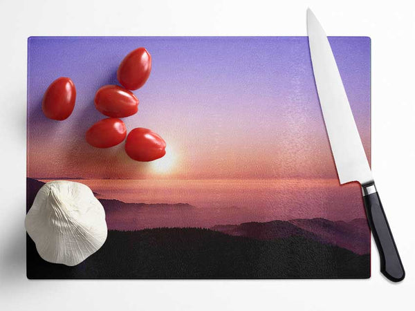 Mountain Fog At Sunset Glass Chopping Board