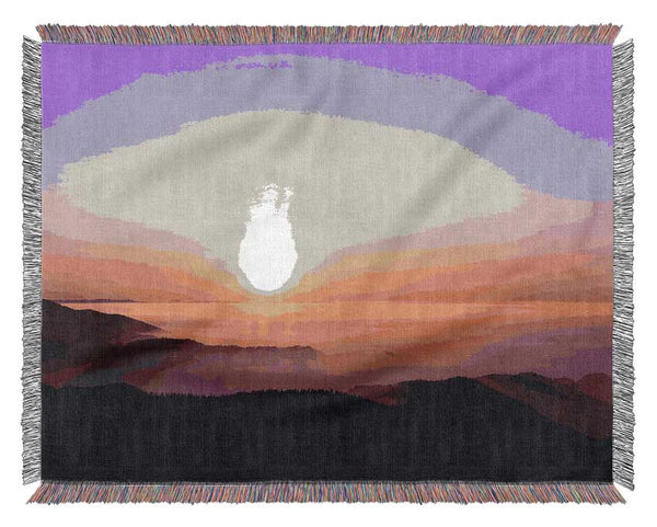 Mountain Fog At Sunset Woven Blanket