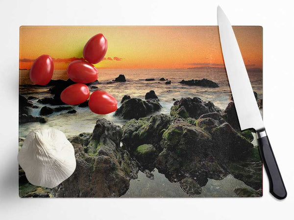 Sea Shore Sunset Glass Chopping Board