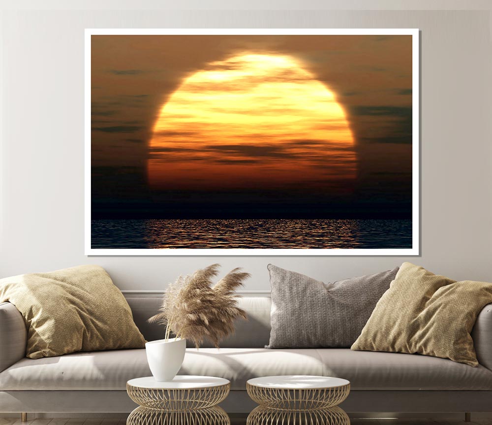 Huge Ocean Sun God Print Poster Wall Art