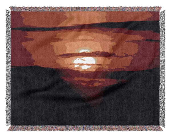 Red Sunset Clouds Woven Blanket