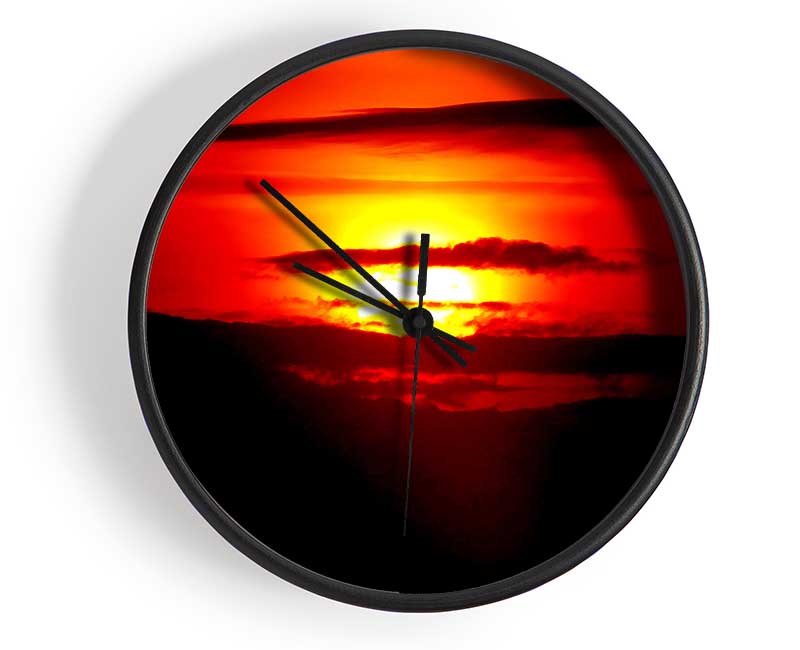 Red Sunset Clouds Clock - Wallart-Direct UK