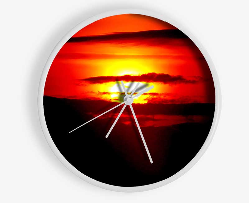 Red Sunset Clouds Clock - Wallart-Direct UK