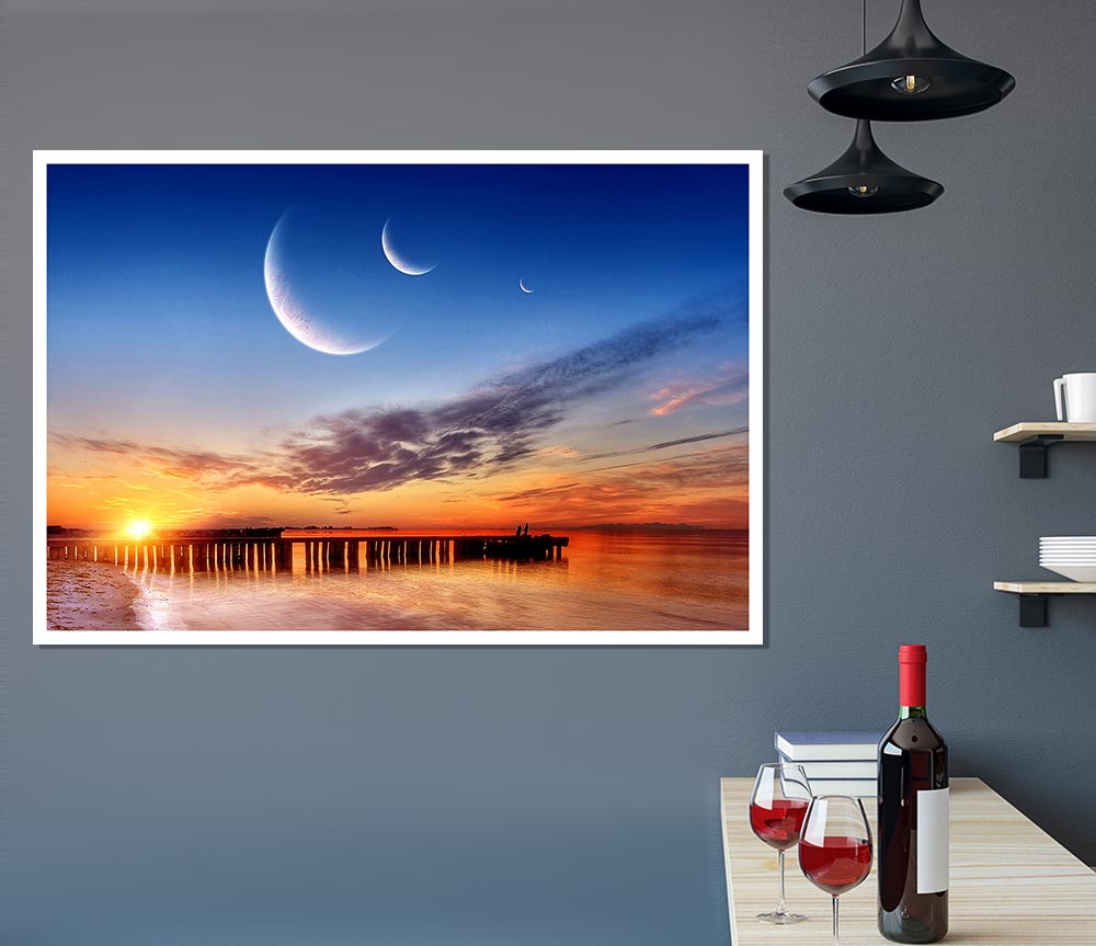 Three Moons Print Poster Wall Art