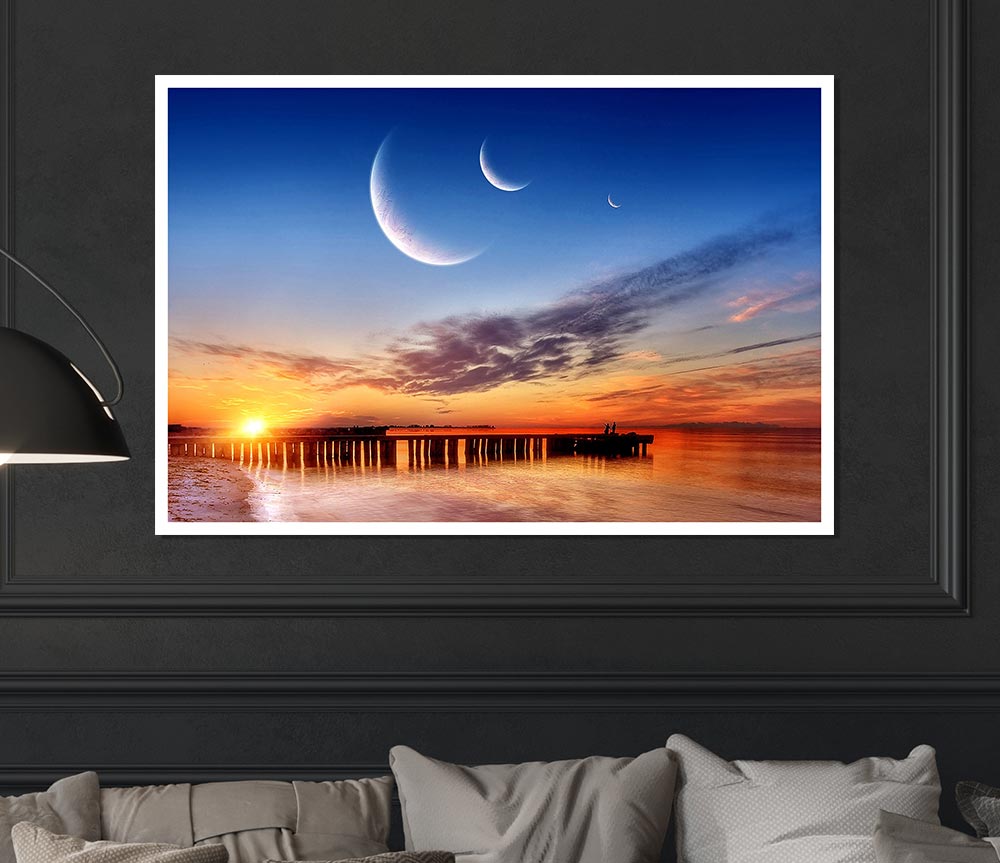 Three Moons Print Poster Wall Art