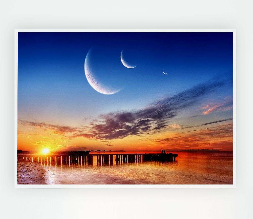 Three Moons Print Poster Wall Art