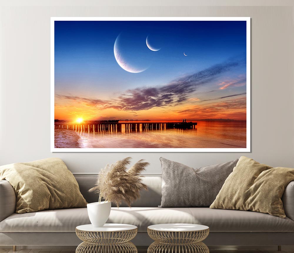 Three Moons Print Poster Wall Art