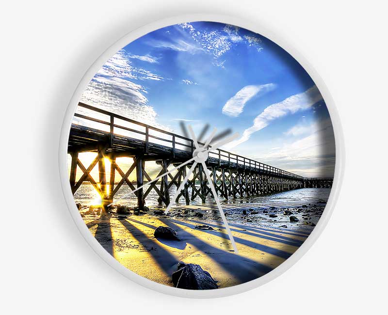 Sun Peaks Through The Pier Clock - Wallart-Direct UK