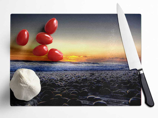 Stones On The Beach Glass Chopping Board