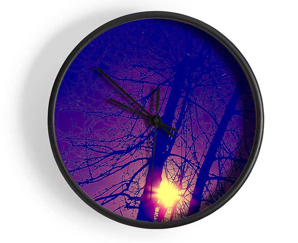 Sun At Dusk Between The Trees Clock - Wallart-Direct UK