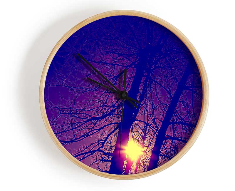 Sun At Dusk Between The Trees Clock - Wallart-Direct UK