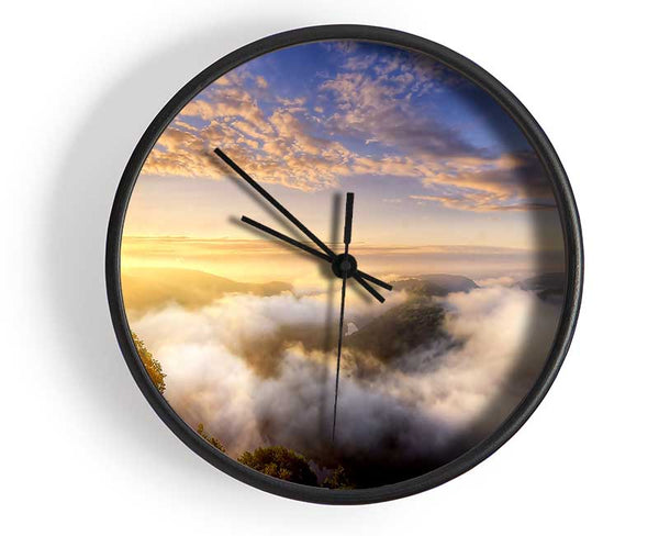 Morning Mist Over The Forest Clock - Wallart-Direct UK