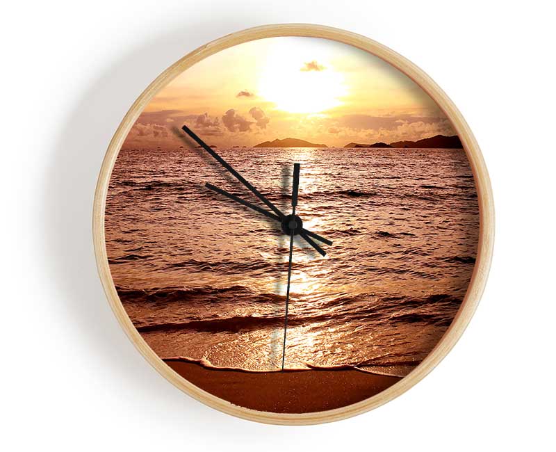 Sunset Beach Sparkle Clock - Wallart-Direct UK