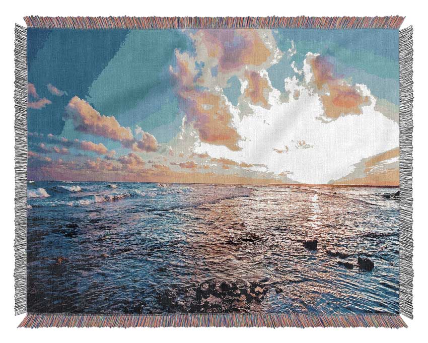 Clouds In The Sunset Sky Woven Blanket