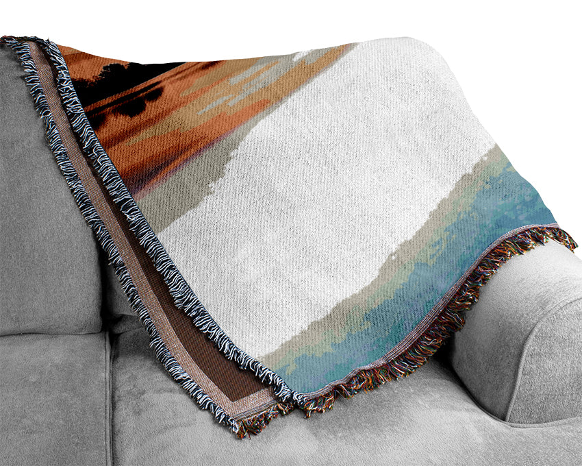 Driftwood In The Tranquil Ocean Woven Blanket