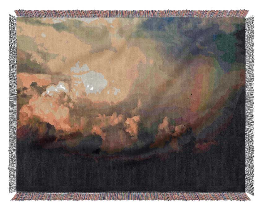 Storm Clouds And Rainbow Woven Blanket