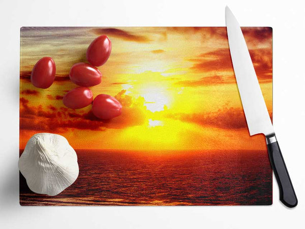 Sunrise Across The Sea Glass Chopping Board