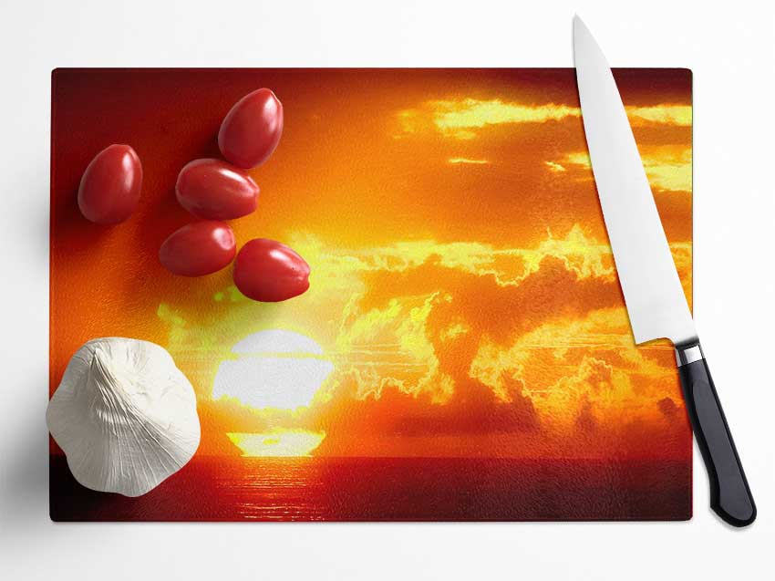 Marvelous Sunset Beach Glass Chopping Board