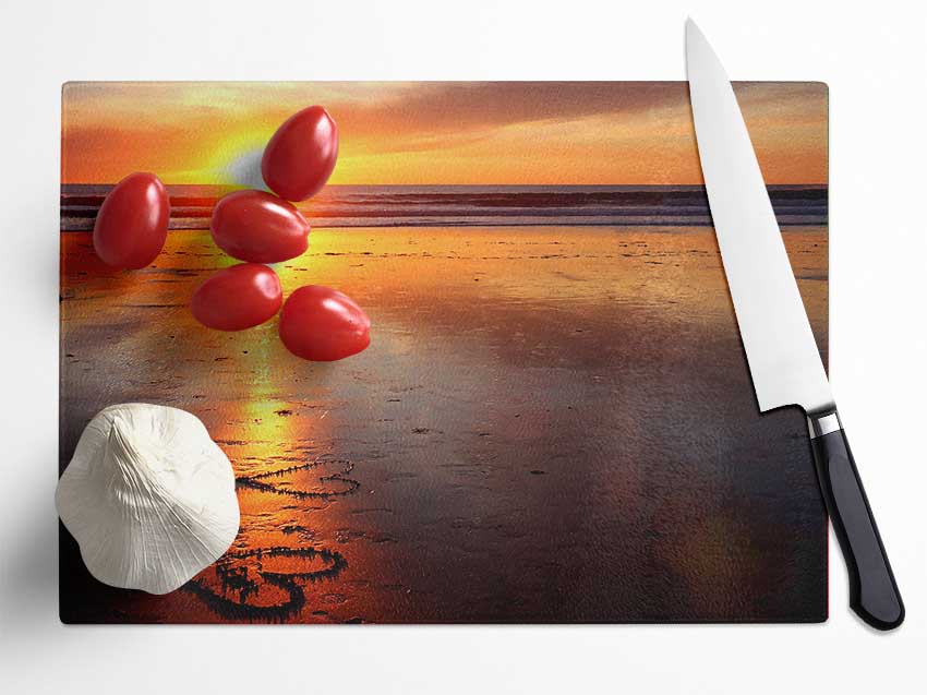 Love Is Close Glass Chopping Board