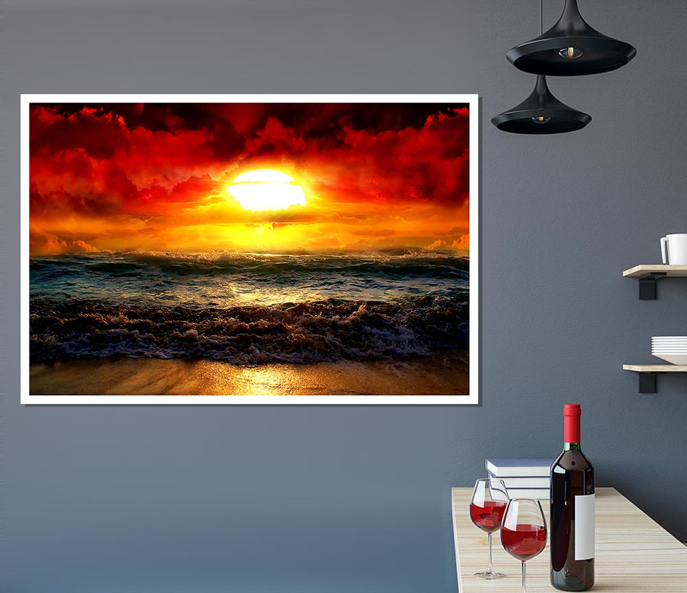 The Perfect Red Sunrise Print Poster Wall Art