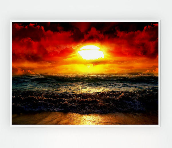 The Perfect Red Sunrise Print Poster Wall Art