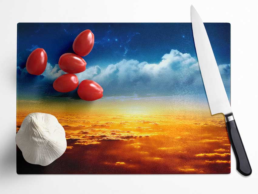 On The Clouds Glass Chopping Board