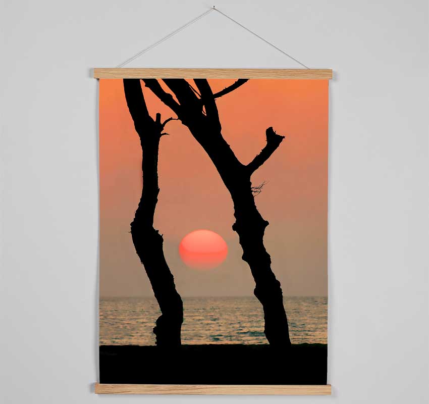 Red Sun Through The Ocean Trees Hanging Poster - Wallart-Direct UK