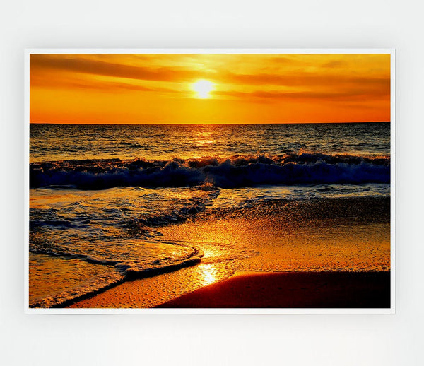 Yellow Ocean Waves Print Poster Wall Art