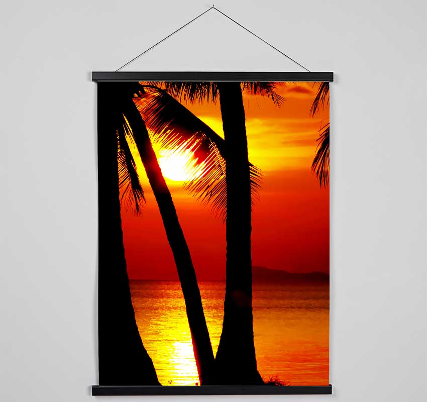 Golden Reflections Of The Palmtree Sun Hanging Poster - Wallart-Direct UK