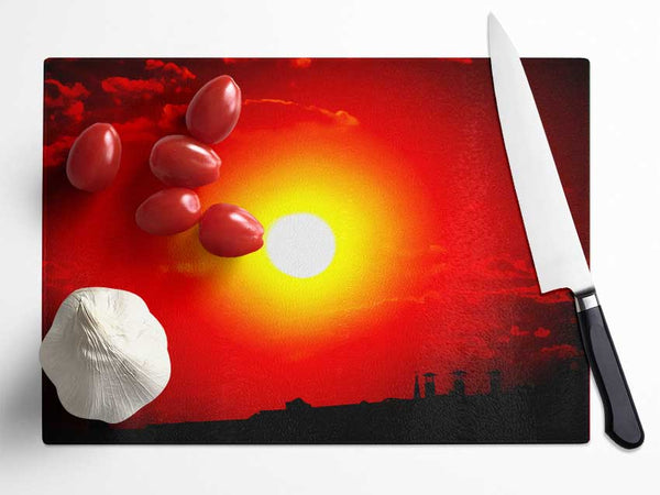 The Energy Of The Red Sun Glass Chopping Board