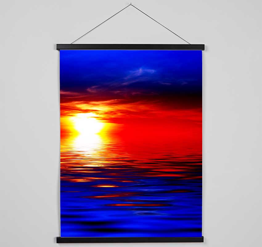 Electric Blue Ocean Sunset Hanging Poster - Wallart-Direct UK